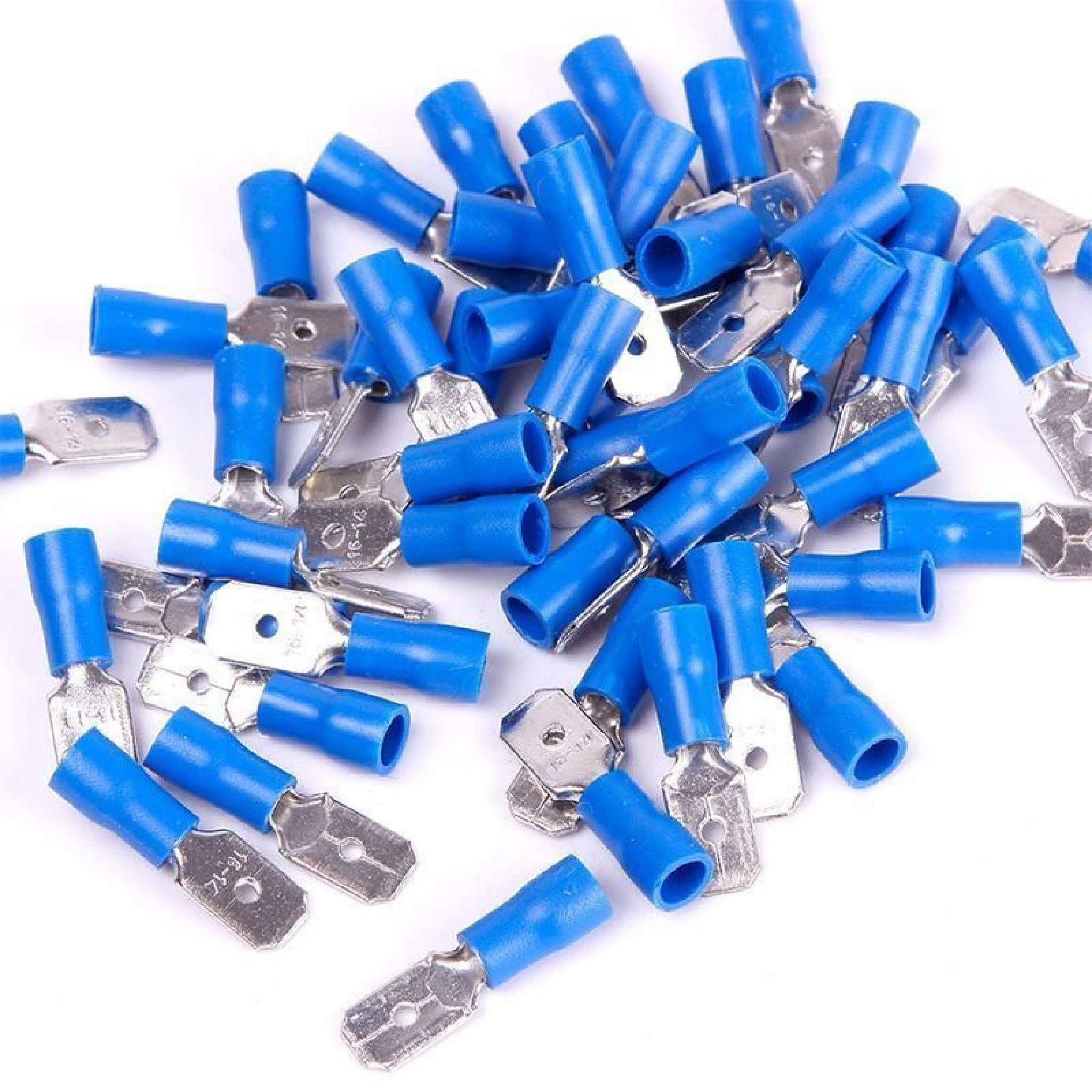 Blue Tab (male) 6.3mm (crimps terminals) Blue Car Auto Van Wiring
