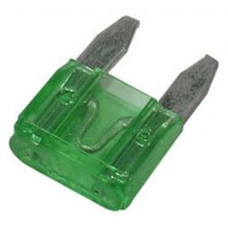 MINI Blade Fuses 30 Amp (Green) - 30A Green Mini Small  Blade Wedge Spade Fuse - Car Van Truck Lorry Auto Tractor Marine Boat Wire Cable Wiring Electric