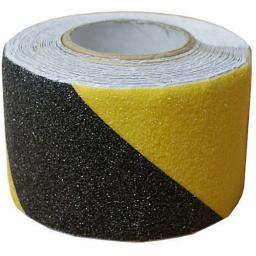 Black / Yellow Anti Slip Tape - Hazard Warning Barrier Safety Grip Black & Yellow Self Adhesive Tape Roll Non Slip Striped