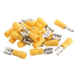 Yellow Female Spade 9.5mm (crimps terminals) - Yellow Car Auto Van Wiring Crimp Electrical Crimping Spade Joiner Connectors - Auto Electric Cable Wire