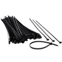 Cable Ties 200mm x 2.5mm Black - Nylon Plastic Zip Wire Tie Wraps fastening electrical wiring