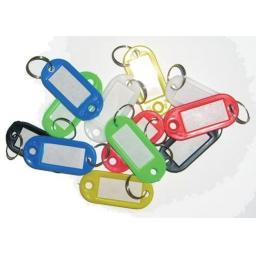Pack of Key Fobs (12 assorted colours) Coloured Small Plastic Key Fobs Luggage ID Tags Labels Key rings with Name Cards