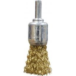 Spindle Mounted End Crimped Wire Brush (19mm diam) Rust Paint Removal 