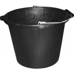Bucket (14.8 Ltr) - Black Polythene Water carrier Buiding Waste Cleaner Container pail dispenser holder