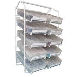 Rack for Assorted Boxes (plastic-coated steel) - Store  Holder for flip up storage trays boxes