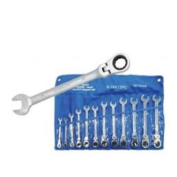 Ratchet Ring Spanner Set 8-19mm 12PC - Ratchet Wrench Ratcheting Ring Head Metric Tool Metric Polished Garage Workshop Tool 