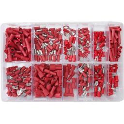 Assorted Box of  Red Electrical Terminals (400) - Assorted Insulated Female Spade Terminals Crimp Connector Electrical Terminal Wiring Wire cable Car Auto Van