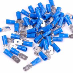 Blue Tab (male) 6.3mm (crimps terminals)  -  Blue Car Auto Van Wiring Crimp Electrical Crimping Spades Connectors - Auto Electric Cable Wire
