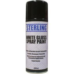 Sterling White Gloss Paint- Aerosol/Spray (400ml) - Household Car Plastic