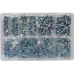 Assorted Machine Screws and Nuts BZP (840 pc)  For Light Switch,Plug Socket,Front Plates, Trailer Sockets