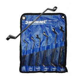 Silverline 6pc Deep Offset Spanner Set - Deep Offset Ring Spanner Wrench Polished Set 8pce In Tool Roll 6mm - 22mm