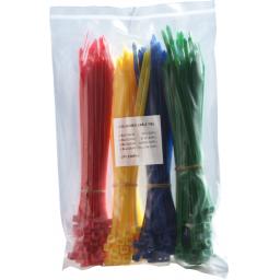 Coloured Cable Ties - Assorted Bag Nylon Plastic Zip Wire Tie Wraps fastening electrical wiring