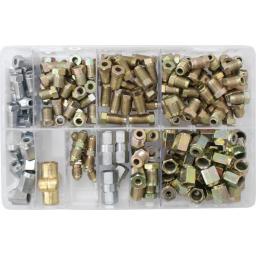 Assorted Box of Brake Pipe Nuts ( joiners + connectors) Car Van Auto Copper Braking Fittings 