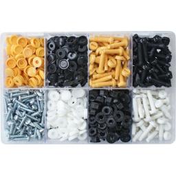 Assorted Box of  Number Plate Fasteners (300) - No. Plate Trimming Bodyshop Car Auto Van Truck Retainer Clips Push Pin Rivets Set Door Trim Panel Clip & Fasteners