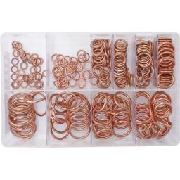 Assorted Box of  Copper Compression Washers (250) - Car Engine Sealing Crushed Washers Oil Seal Sump Metric Plumbing 