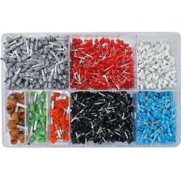 Assorted Box of  Cord Ends FRENCH (2600) - Cord End Bootlace Ferrules Terminals Insulated French Single Entry Cable