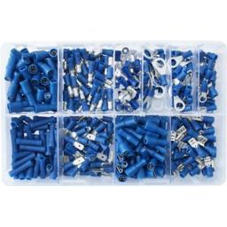 Assorted Box of  Blue Electrical Terminals (400) - Assorted Insulated Female Spade Terminals Crimp Connector Electrical Terminal Wiring Wire cable Car Auto Van