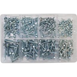 Assorted Self drilling Hex-head self tapping screws (240)  used with Nuts and Flat Washers 8.8 High Tensile Fasteners Bolts Set Screws Metric