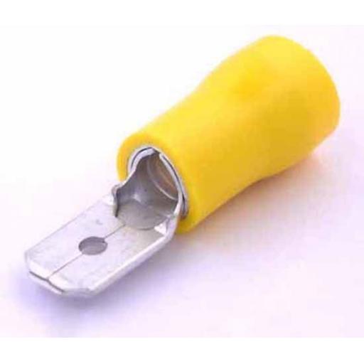 Yellow Tab (male) 6.3mm (crimps terminals) - Yellow Car Auto Van Wiring Crimp Electrical Crimping Spade Joiner Connectors - Auto Electric Cable Wire