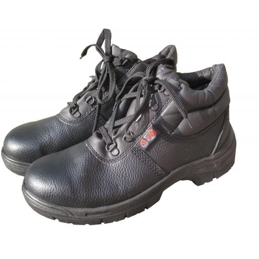 Safety Boots (size 7) BLACK CHUKKA Leather Safety Work Boots , Steel Toe Cap & Midsole