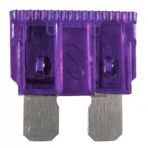 Blade Fuses 3 Amp (Purple) - Purple Standard Blade Wedge Spade Fuse - Car Van Truck Lorry Auto Tractor Marine Boat Wire Cable Wiring Electric