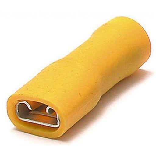 Yellow Female Spade 9.5mm Fully Insulated (crimps terminals) - Yellow Car Auto Van Wiring Crimp Electrical Crimping Spade Joiner Connectors - Auto Electric Cable Wire