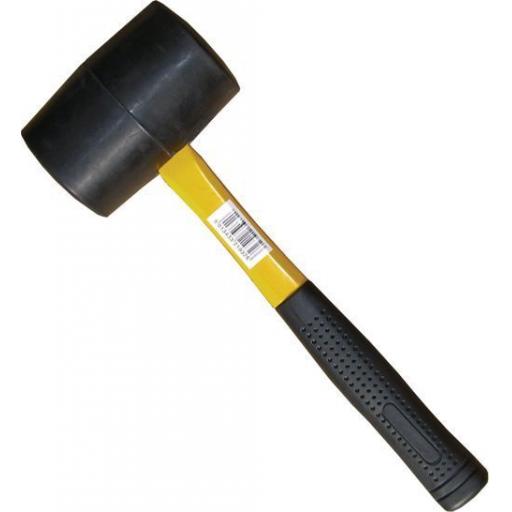Rubber Mallet 1lb (16oz) - Rubber Hammer Mallet Fibre Shaft Grip Handle Racking DIY Garage Camping