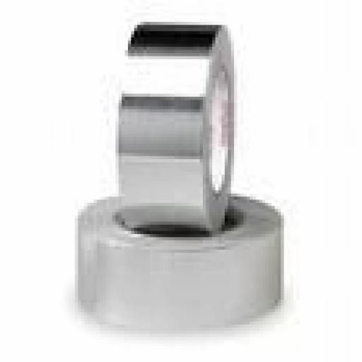 Aluminium Foil Tape 50mm x 45m- Silver Foil Insulation Adhesive Sealing Tape Heating Duct Fire Heat Resistant Exhaust Pipe Repair 