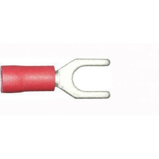 Red Fork 4.3mm (3BA)(crimps terminals)  - Red Car Auto Van Wiring Crimp Electrical Crimping Fork Connectors - Auto Electric Cable Wire