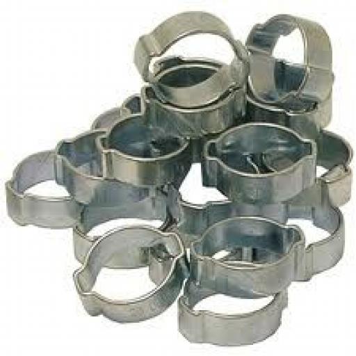 Metal O Clips 9/16 (13mm-15mm) (25) - Double Ear Clamps Pipe Water Fuel