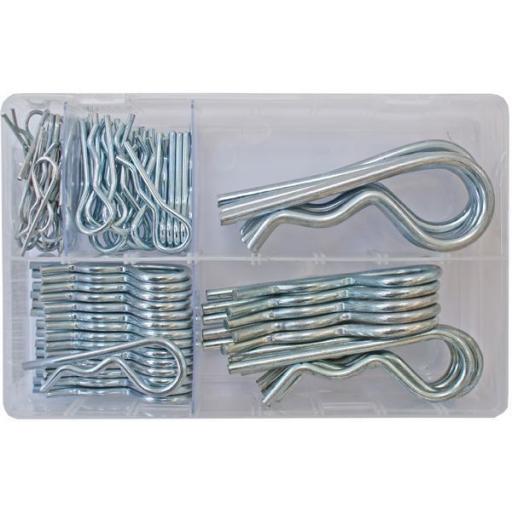 Assorted Box of  R-Clips (75) - for Securing Clevis Pins, Bright Zinc Plated, Retaining Split Beta Pins