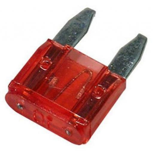 MINI Blade Fuses 10 Amp (Red)  - 10A Red Mini Small  Blade Wedge Spade Fuse - Car Van Truck Lorry Auto Tractor Marine Boat Wire Cable Wiring Electric