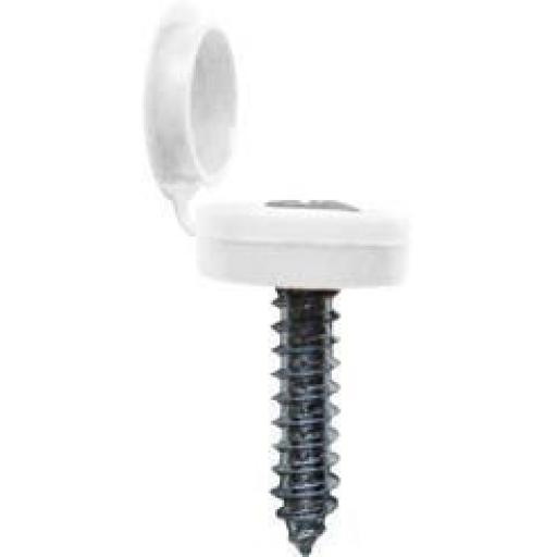 Number Plate Screws and Caps White Hinged- Car Auto Vehicle Reg Registration No. Plate Fixing Fitting Kit Screws And Caps