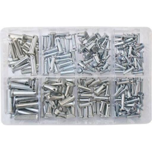 Assorted Box of  Clevis Pins (200) - Metric Securing Fasteners for Retaining R Clips and Split Pins