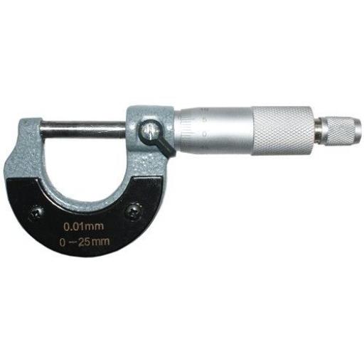 Silverline 25mm External Micrometer -  (0.01mm Graduations) Metric External Micrometer Caliper 