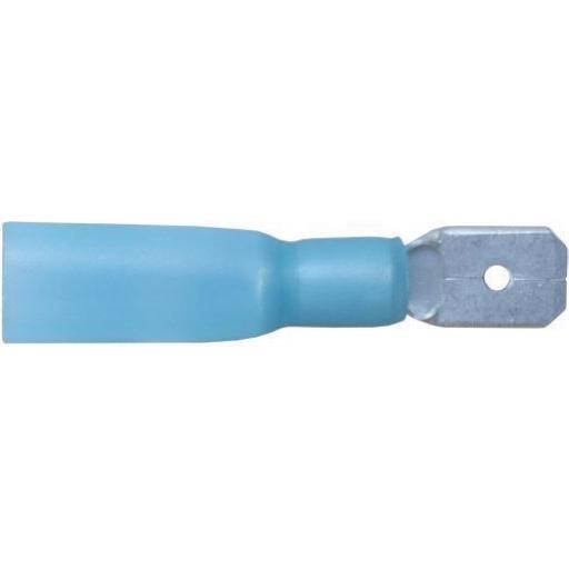 Blue Male Spade 6.3mm (heatshrink)(25) - Heatshrink Joiner Wiring Terminals Crimp 3:1 Adhesive Lined  Heat Shrink Waterproof