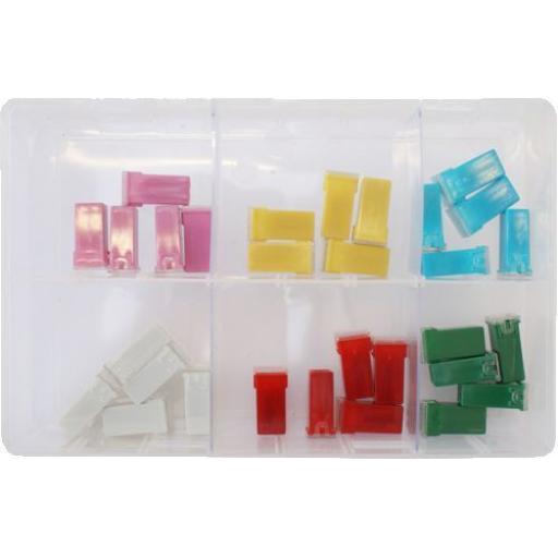 Assorted Box of  JCASE Type Fuses (30) - Car Auto Motorbike Truck Lorry Wiring Electrical Auto Cable Wire