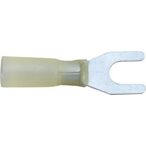 Yellow Heatshrink Fork 6.4mm (25)- Heatshrink Wiring Terminals Fork 3:1 Adhesive Lined  Heat Shrink Waterproof