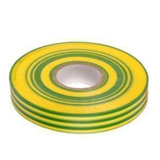 PVC insulation Tape BS3924 Earth 19mm X 20m (g/y) - Wide Electrical Insulating Flame Retardant Cable Repair Electric Wiring Colour 