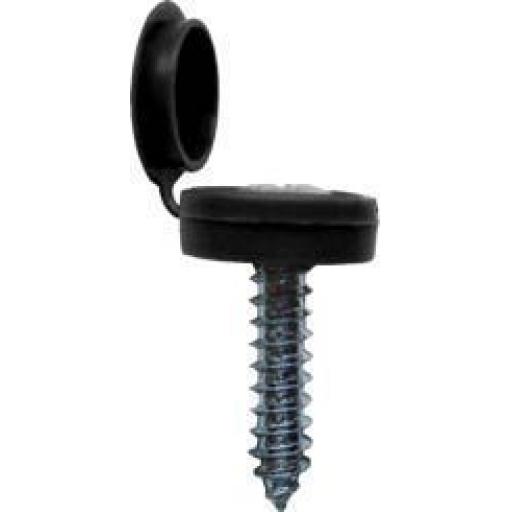 Number Plate Screws and Caps Black, Hinged- Car Auto Vehicle Reg Registration No. Plate Fixing Fitting Kit Screws And Caps