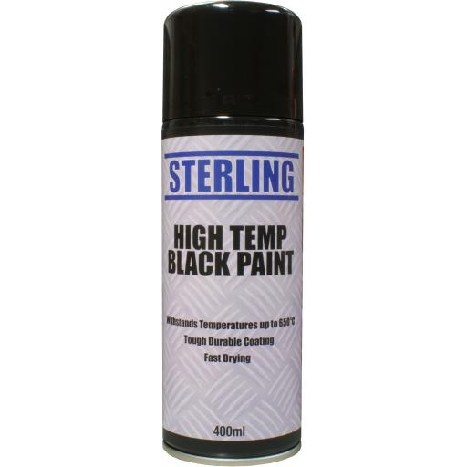 Sterling High Temperature Black Paint Aerosol/Spray (400ml) Stove Cooker BBQ Matt Paint