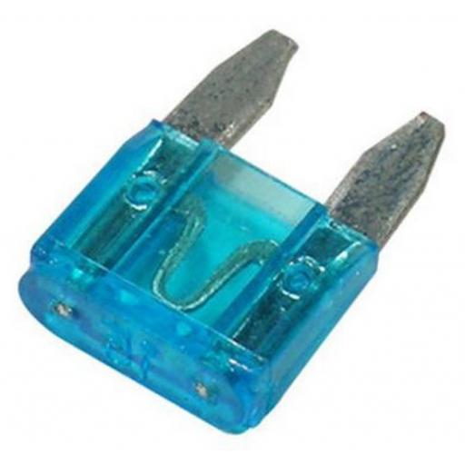 MINI Blade Fuses 15 Amp (Blue) - 15A Blue Mini Small  Blade Wedge Spade Fuse - Car Van Truck Lorry Auto Tractor Marine Boat Wire Cable Wiring Electric