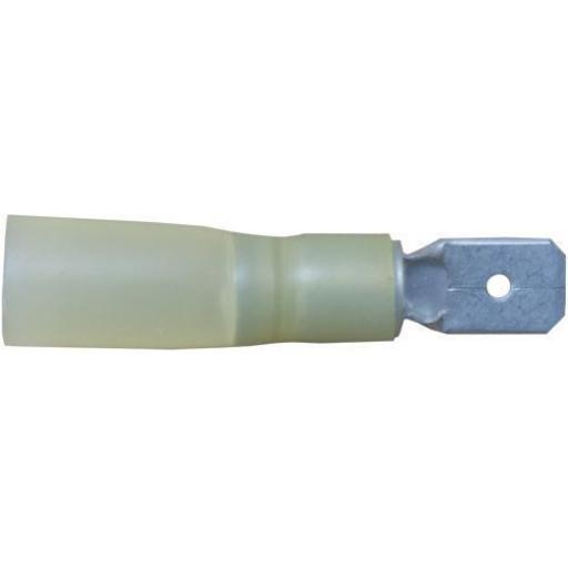 Yellow Heatshrink Male Spade 6.3mm (25) - Heatshrink Wiring Terminals Crimp 3:1 Adhesive Lined  Heat Shrink Waterproof