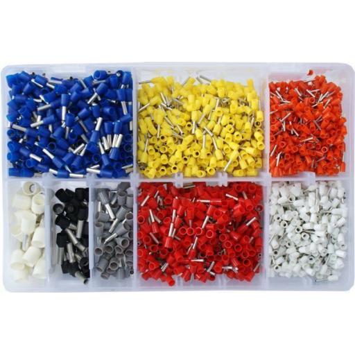 Assorted Box of  Cord Ends GERMAN (2600) - Cord End Bootlace Ferrules Terminals Insulated French Single Entry Cable