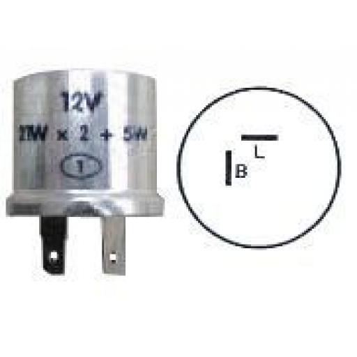 Flasher Unit (12v) - 2 Pin Thermal Flasher Hazard Indicator Relay Unit