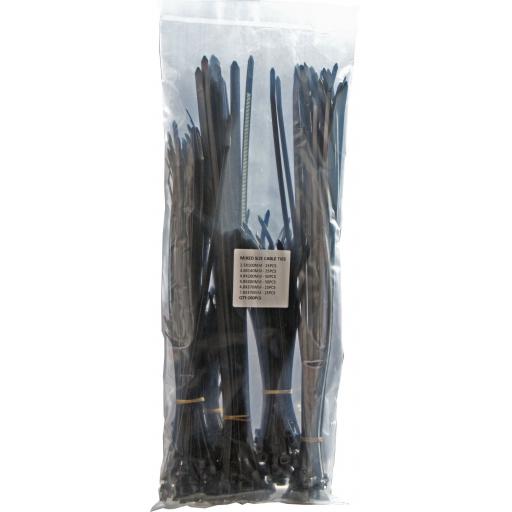 Black Cable Ties - Assorted Bag Nylon Plastic Zip Wire Tie Wraps fastening electrical wiring