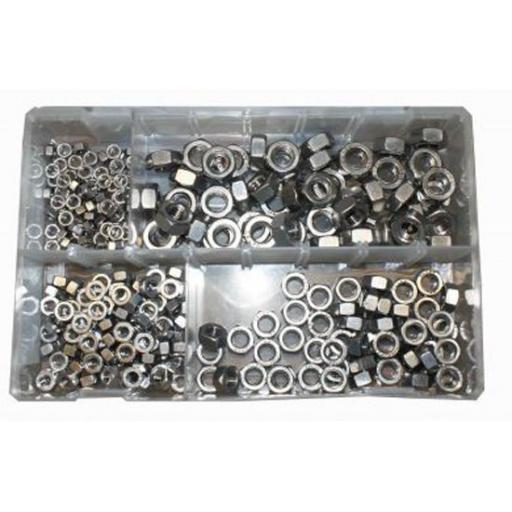 Assorted Stainless Steel Metric M5 - M10 Nylocs (250) used with Nuts and Flat Washers 8.8 High Tensile Fasteners Bolts Set Screws Metric