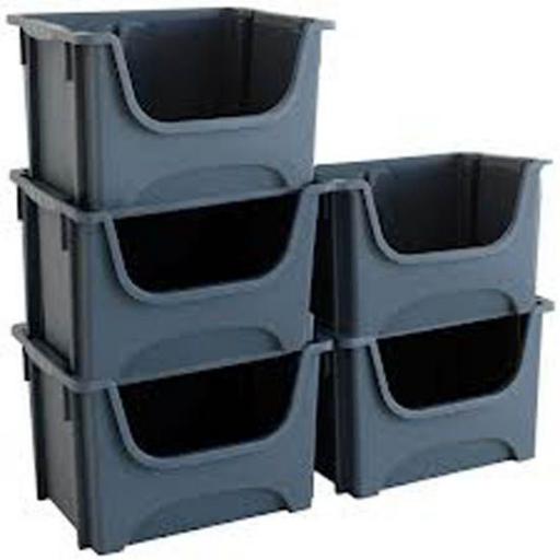 Stackable Storage Bins - Free Standing Stacking  Plastic Boxes Bins Storage Containers Workshop Warehouse Garage