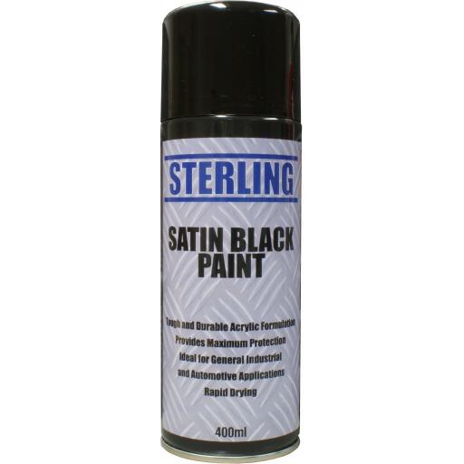 Sterling Satin Black Spray Paint Aerosol/Spray (400ml)- - Car Van Auto Truck Lorry Motorbike Boat Bodyshop Paint