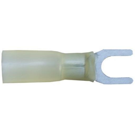 Yellow Heatshrink Fork 5.3mm (25)- Heatshrink Wiring Terminals Fork 3:1 Adhesive Lined  Heat Shrink Waterproof